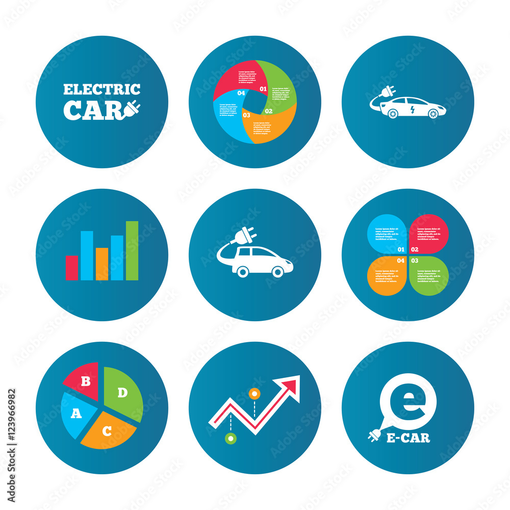 Electric car sign. Sedan and Hatchback transport.