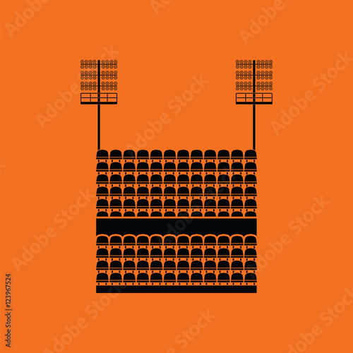 Stadium tribune with seats and light mast icon photo