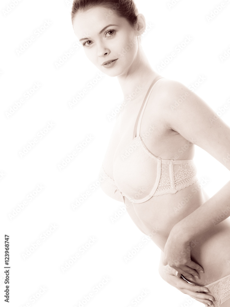 Naklejka premium Woman body wearing lace lingerie.