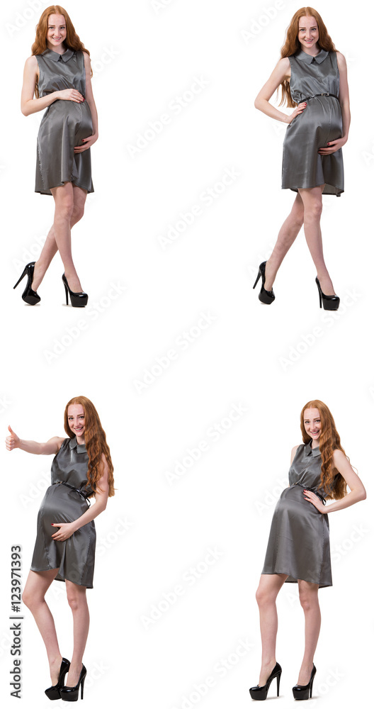 Pregnant woman in composite image isolated on white Pregnant woman in composite image isolated on white