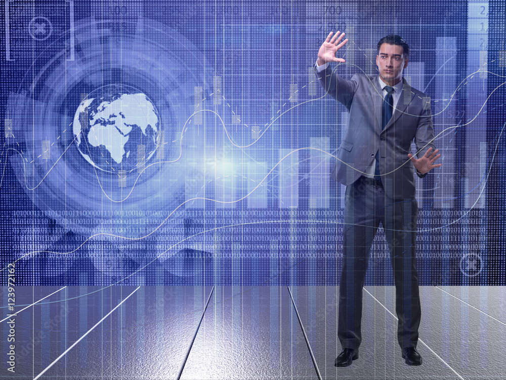 Man in stock exchange trading concept Man in stock exchange trading concept