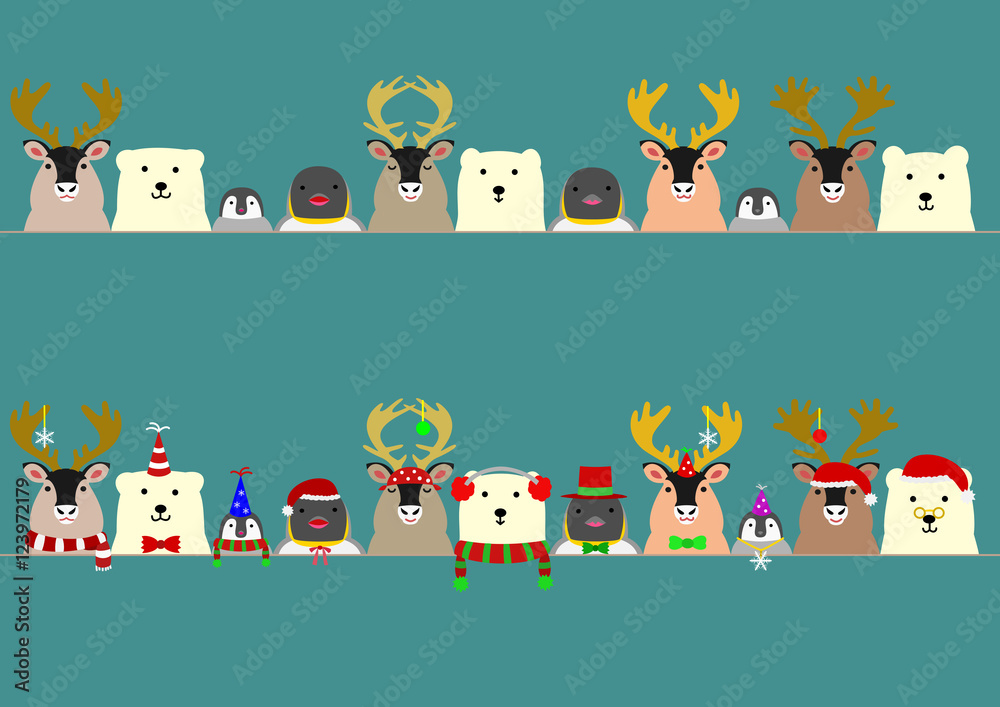 Fototapeta premium cute arctic animals border set
