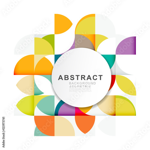 Abstract geometric pattern template with a variety of geometric on white circle space for corporate business, leaflet, cover, page, brochure, flyer, poster layout. vector illustration