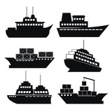 set of marine transport vessels vector illustration design