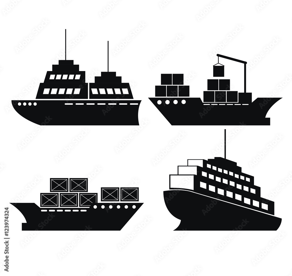 Obraz premium set of marine transport vessels vector illustration design