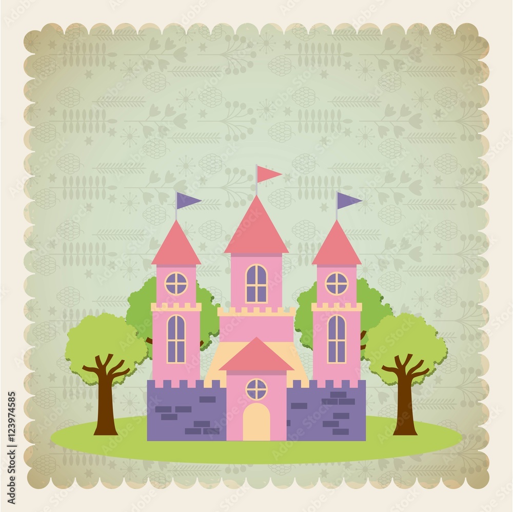 cute pink fantasy castle vector illustration design cute pink fantasy castle vector illustration design