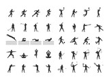 Vector set of sports figures athletes.
