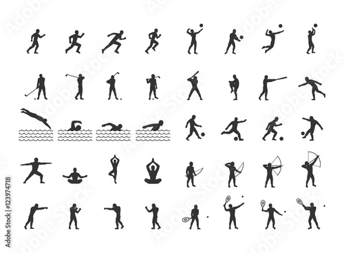 Vector set of sports figures athletes.