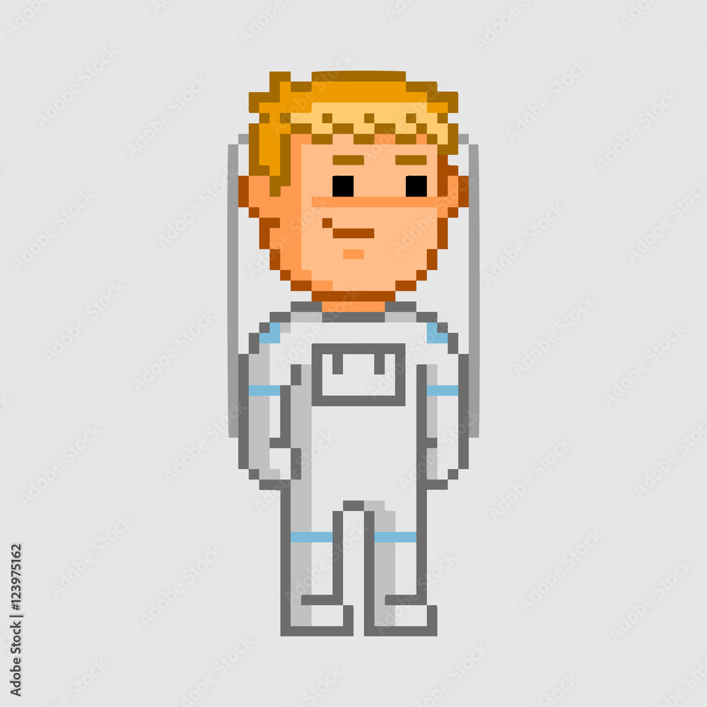 Vector pixel art astronaut
