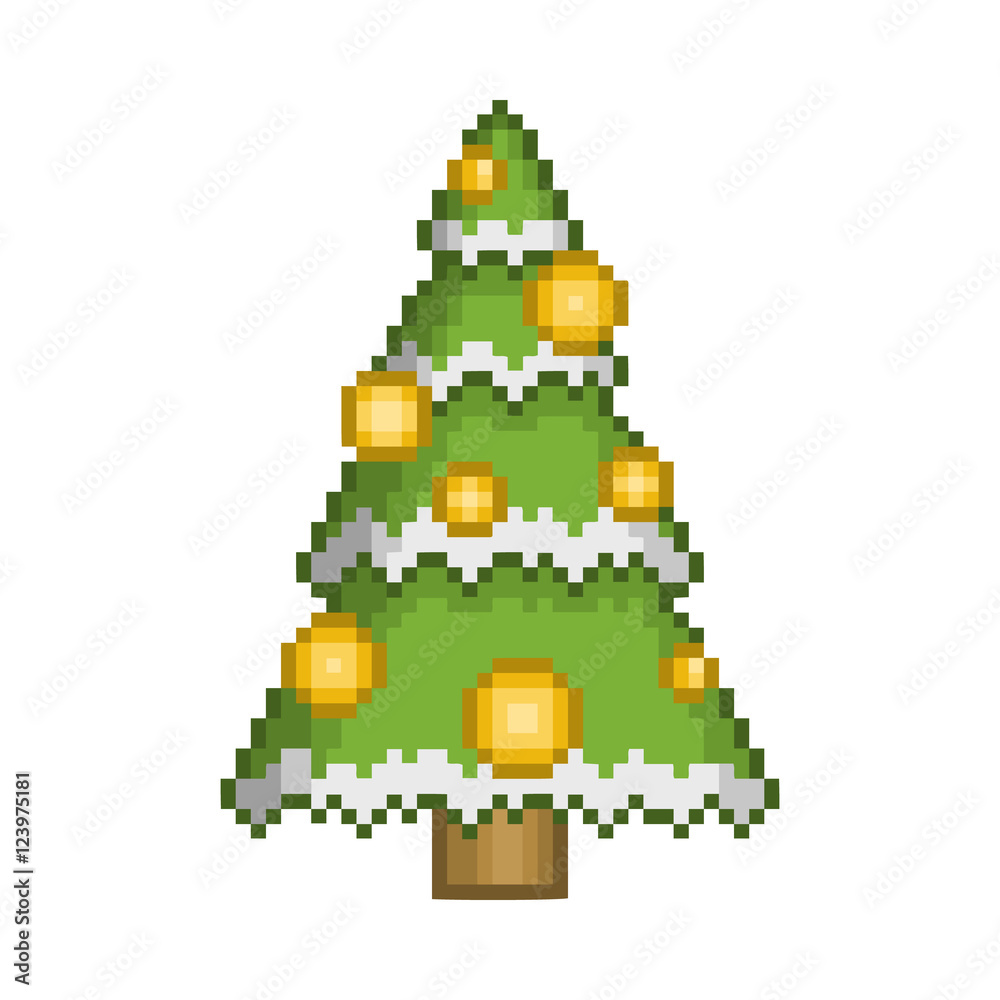 Pixel christmas tree with ornaments