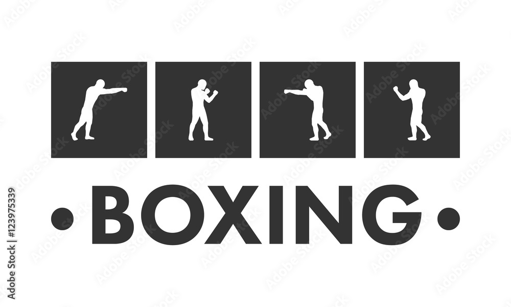 Silhouettes of figures boxers and boxing logo. Silhouettes of figures boxers and boxing logo.