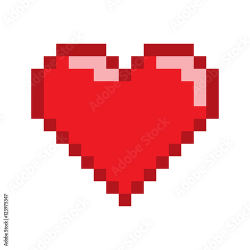 Vector pixel art heart for game.