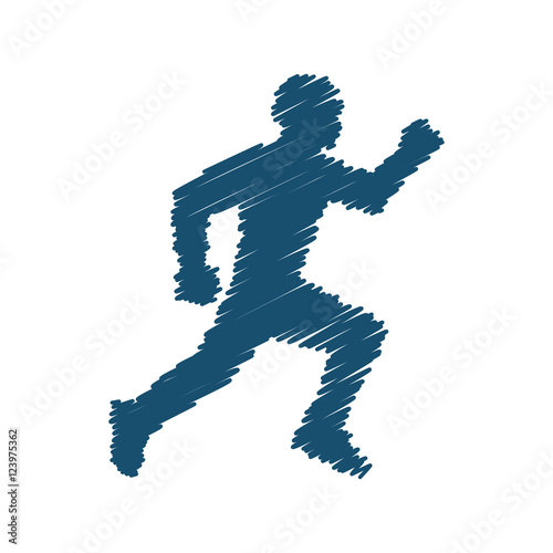 Vector line silhouettes of runner.