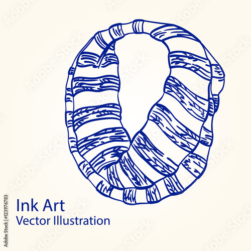 Winter knitted cowl. Ink vector illustration
