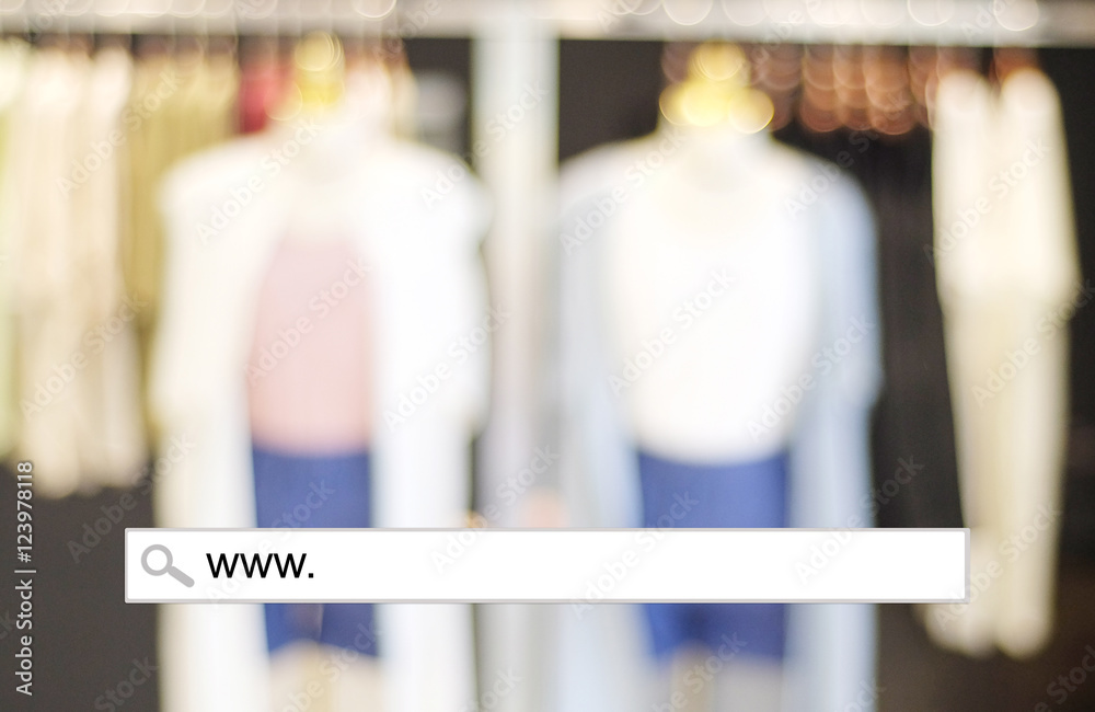 Blur store and bokeh light with address bar, online shopping Blur store and bokeh light with address bar, online shopping