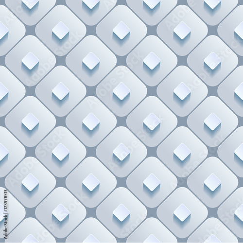 Abstract 3d geometric background. White seamless texture with shadow. Simple clean background texture. 3D Vector interior wall panel pattern. Vector illustration.