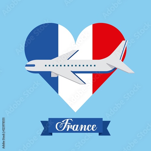 love france heart travel vector illustration design
