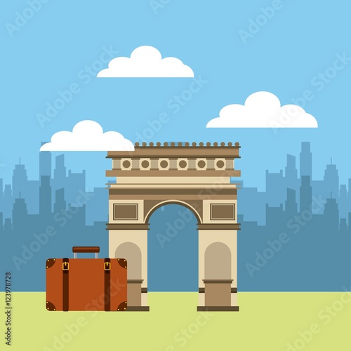 Arch of Triumph travel icons vector illustration design