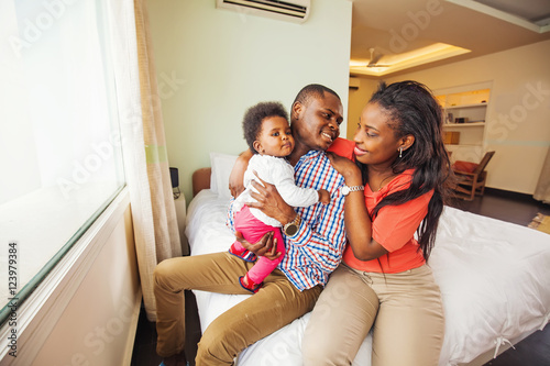 happy african family at their own house