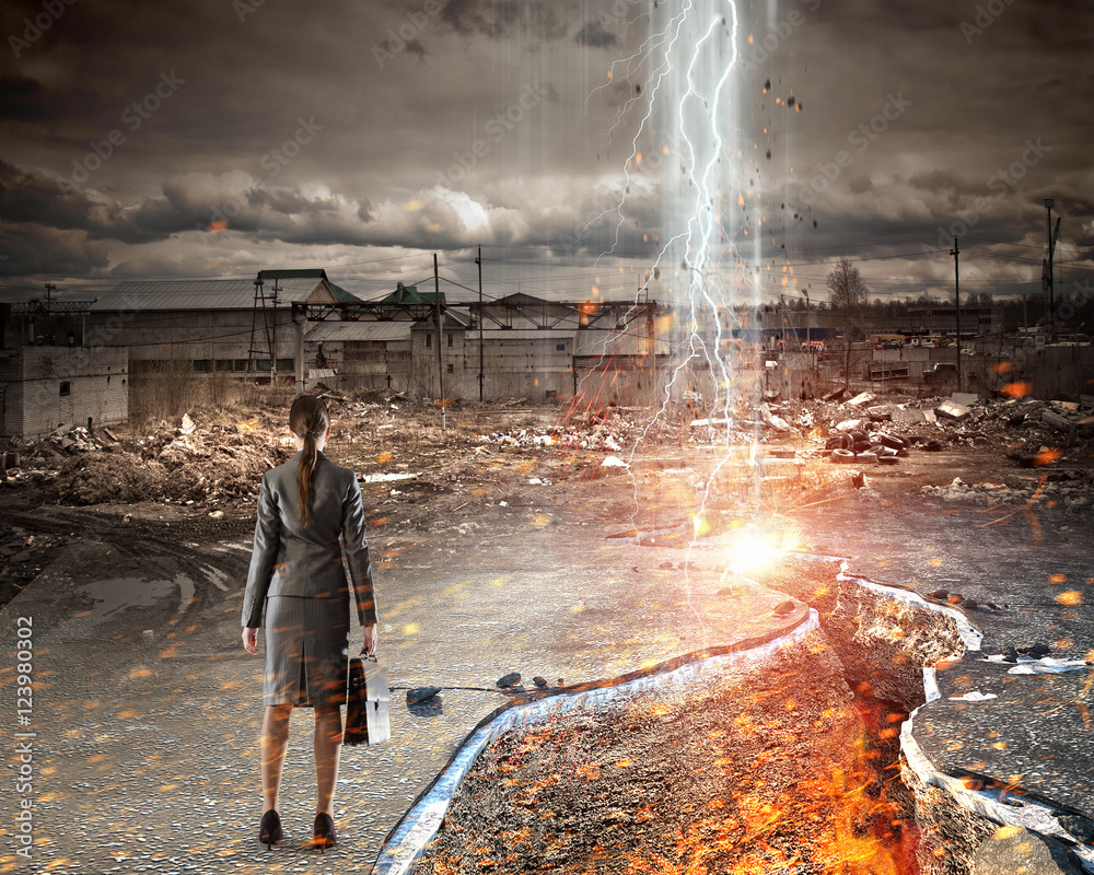 Obraz premium Overcoming crisis break . Mixed media