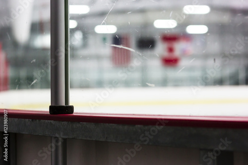 Photography American and Canadian flags at an ice hockey rink