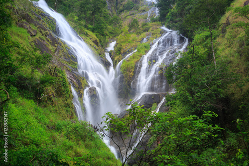 Heart-shaped waterfall  wonderful waterfall during rainy season in deep forest  Umphang in Tak province  Thailand.