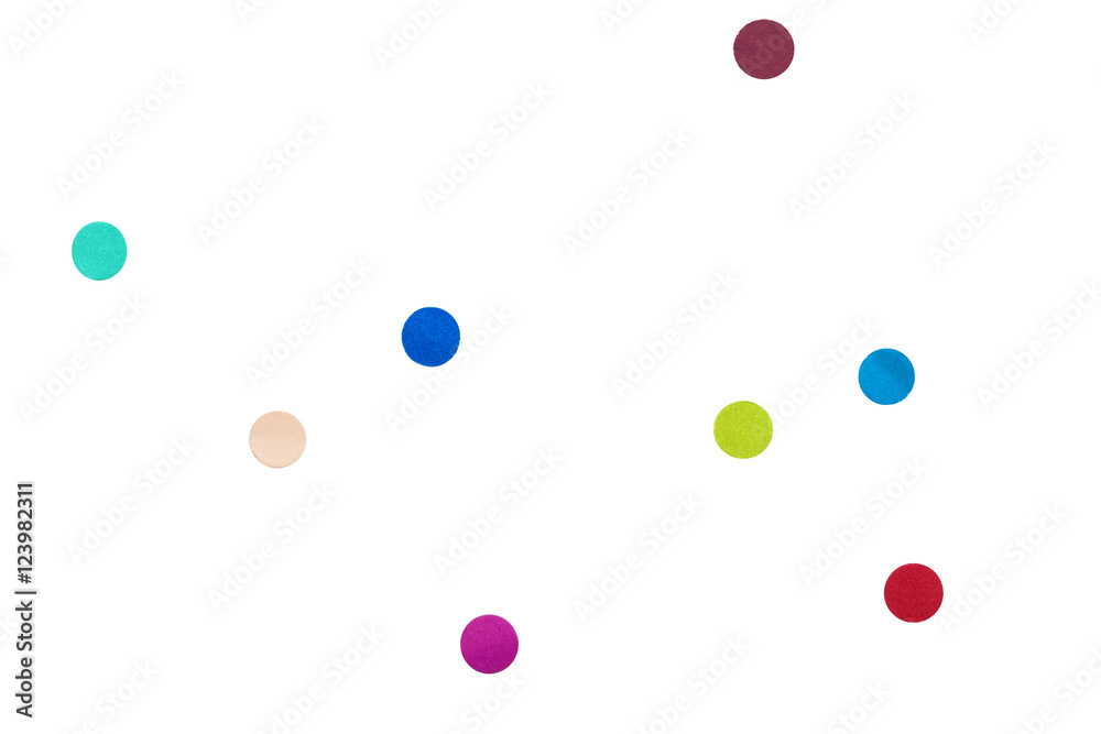 Colorful Confetti in front on isolated White Background with clipping path Colorful Confetti in front on isolated White Background with clipping path