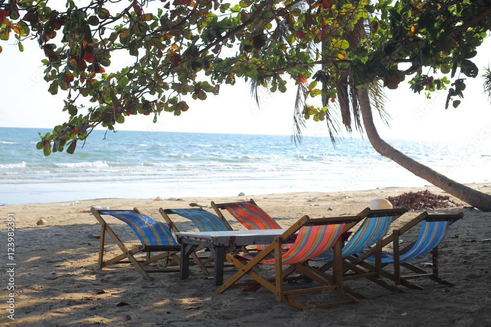 Beach chairs in Rayong Thailand
