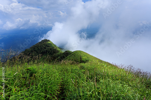 The landscape photo, beautiful sea fog in morning time at the top of mountain, Umphang, Tak province ,Thailand
