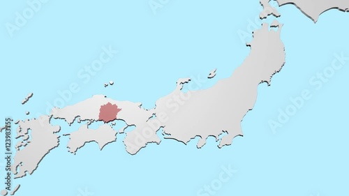 日本地図から岡山県にズームアップ