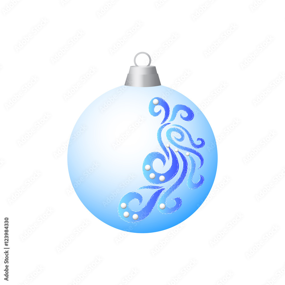 Blue Christmas ball. Isolated object on a white background. Vector illustration. Blue Christmas ball. Isolated object on a white background. Vector illustration.