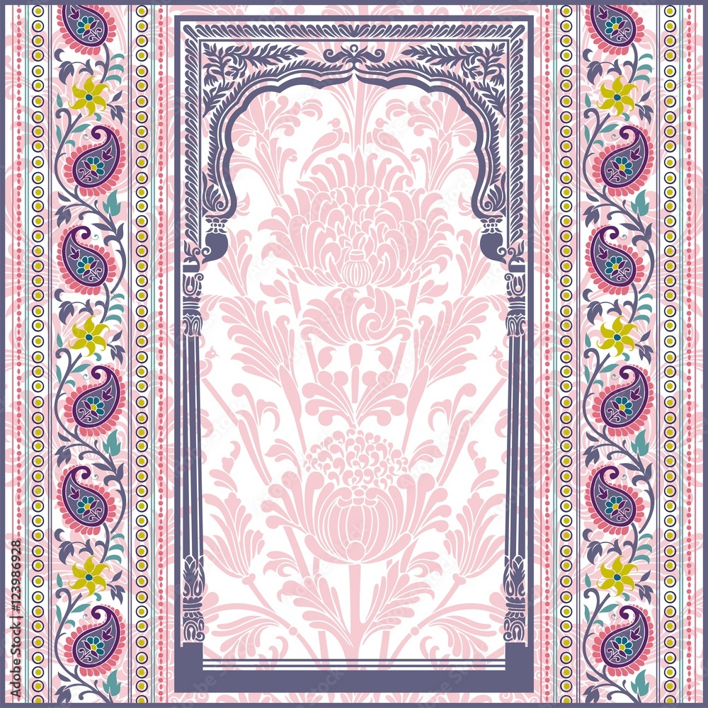 Obraz premium wedding card design, paisley floral pattern , India
