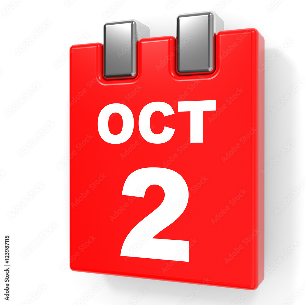 October 2. Calendar on white background. October 2. Calendar on white background.