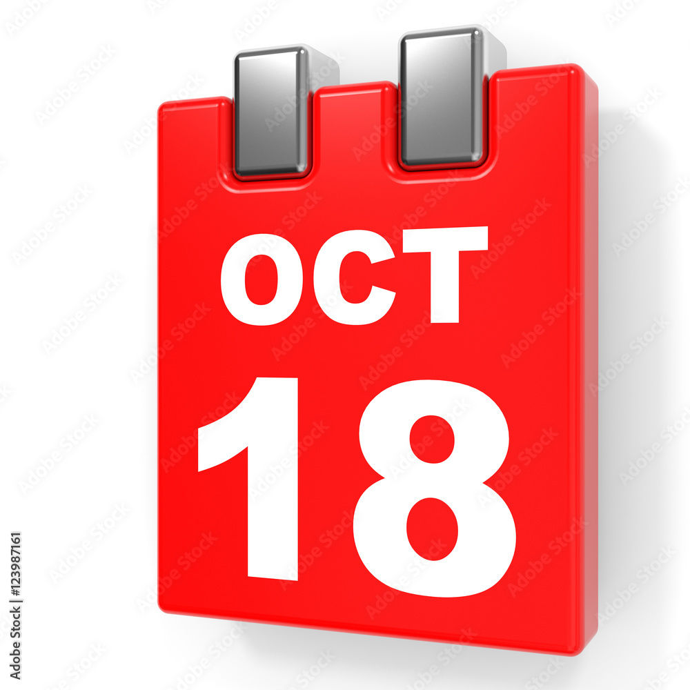 October 18. Calendar on white background. October 18. Calendar on white background.