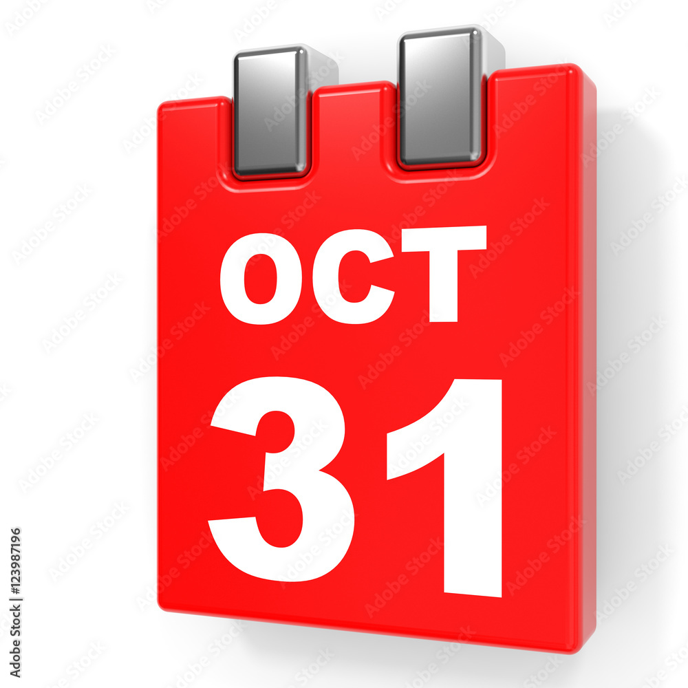 October 31. Calendar on white background. October 31. Calendar on white background.