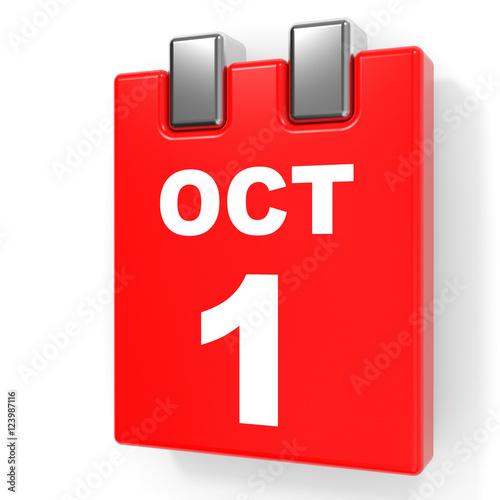 October 1. Calendar on white background.