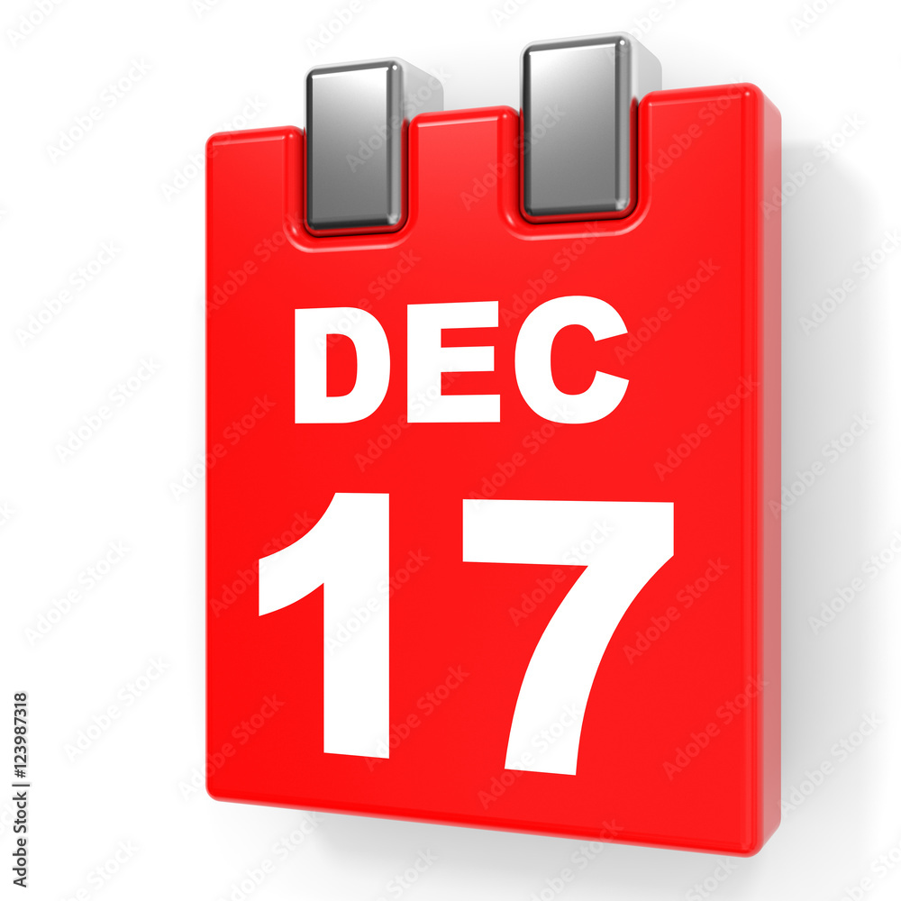 December 17. Calendar on white background. December 17. Calendar on white background.