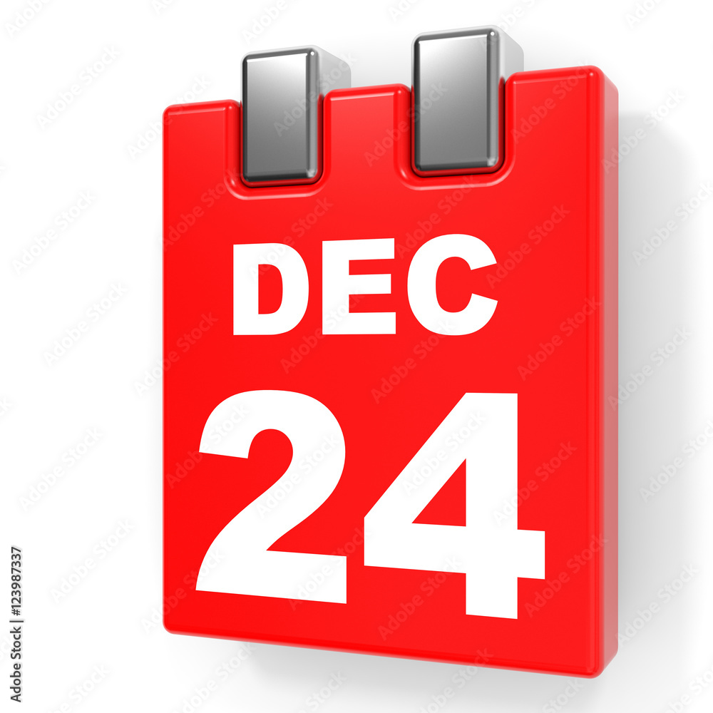 December 24. Calendar on white background. December 24. Calendar on white background.