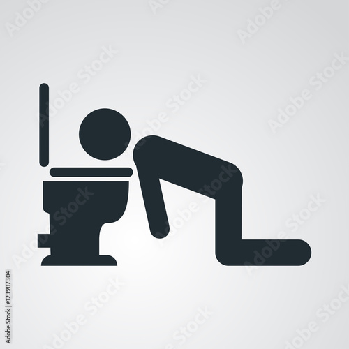 Icono plano hombre vomitando en fondo degradado