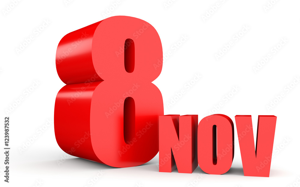 November 8. Text on white background.