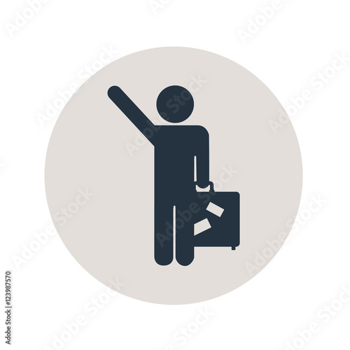 Icono plano viajero en circulo gris