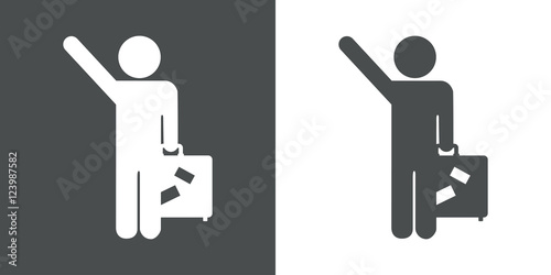 Icono plano viajero gris