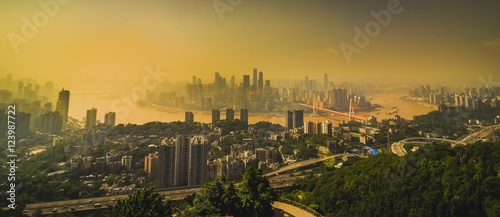 Chongqing  China downtown city skyline over the Yangtze River.