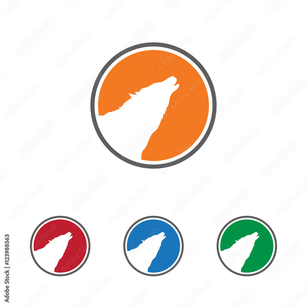 Simple Circle Logo Template of Howling Wolf Simple Circle Logo Template of Howling Wolf