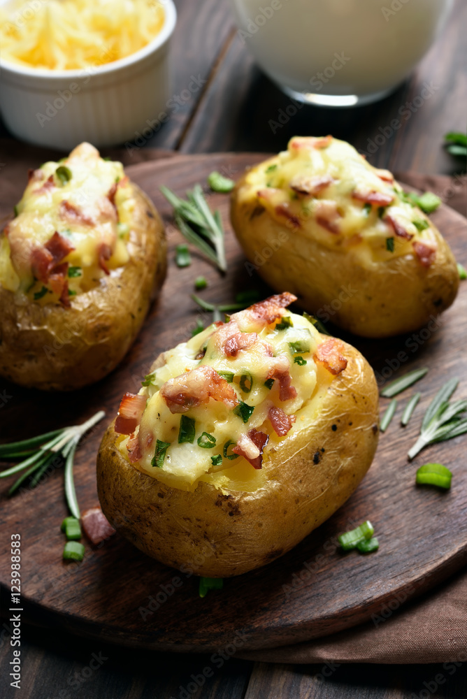 Fototapeta premium Stuffed potato with bacon