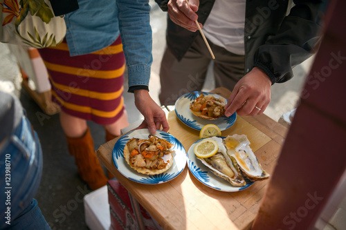 Food & Cuisine : Japanese street food in Tsujiki Fish Market - Seafood Plate