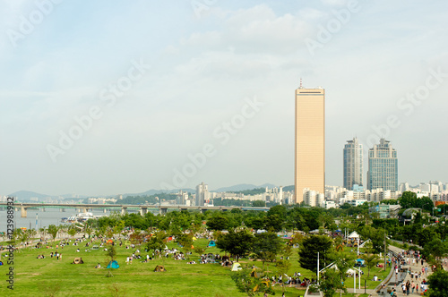 Hangang river in Seoul in summer in Korea