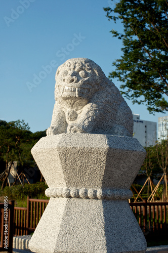 Stone guardian near Palace in Seoul, South Korea