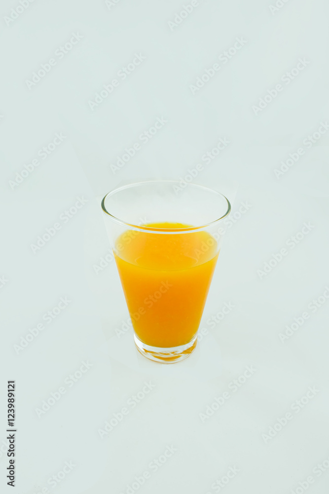 Orange juice. White background.