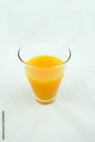 Orange juice. White background.